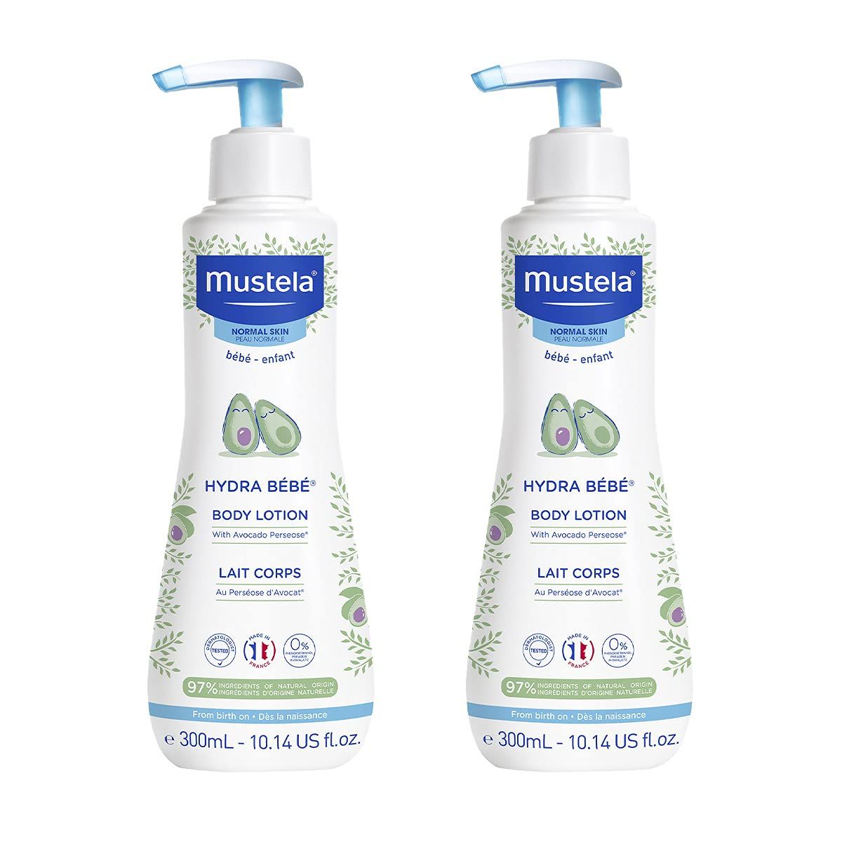 Mustela Hydra Bebe Body Lotion - Daily Moisturizing Baby Lotion with Natural Avocado, Jojoba &amp; Sunflower Oil  10.14 fl. oz.  2-Pack