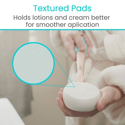 Vive Back Lotion Applicator Replacement Pads (6 Pack) - Long Reach Handle Loofah Sponge Shower Scrubber for Self Application - Body Bath Wash Brush for Skin Cream, Suntan, Tanning, Aloe - Men, Women