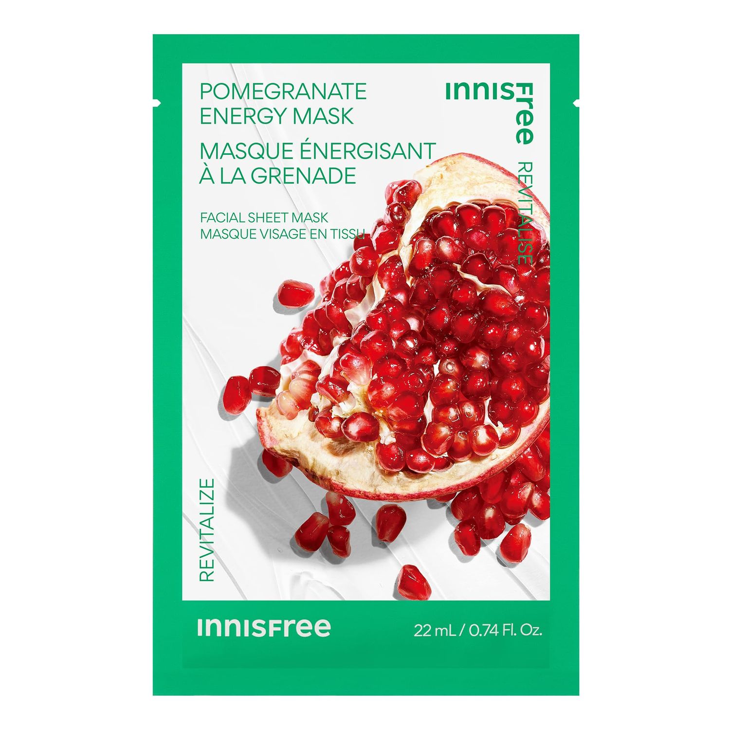 innisfree Pomegranate Energy Mask, Hydrating Serum Korean Sheet Mask, Face Mask for Bright, Glowing Skin