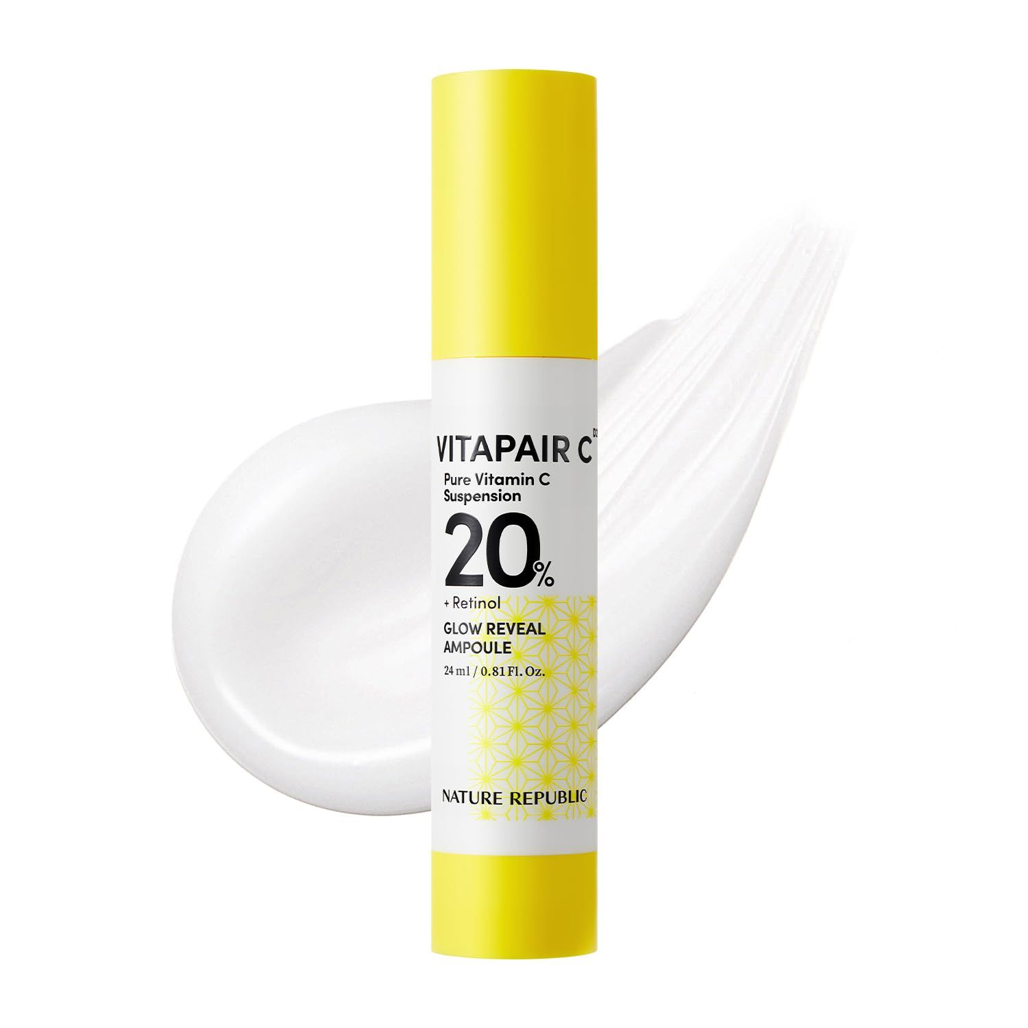Nature Republic Vitapair C glow Reveal Ampoule, Niacinamide,Retinol, Panthenol, Citrus Lemon Fruit Extract, Vitamin C Ampoule, Glow Skin, Korean Skin Care 24ml / 0.81 fl oz