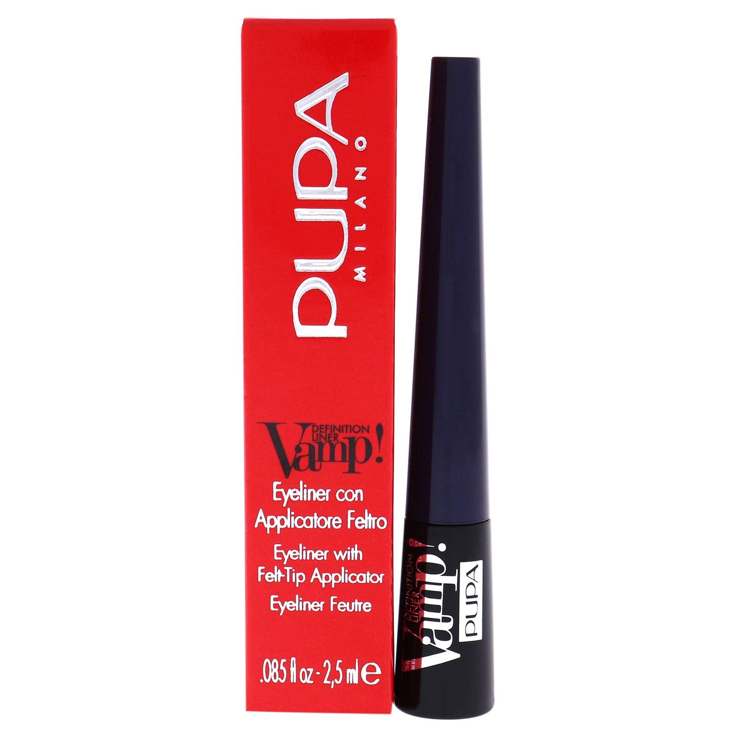 Pupa Milano Vamp! Definition Eye-Liner - Precise Line And Defined, Ultra-Pigmented Color - Smooth, Dry-Quick Fluid Texture - Felt Tip For Homogenous, Flawless Application - 300 Deep Blue - 0.85 Oz