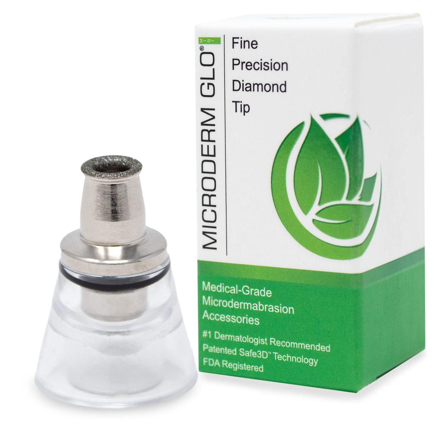 Microderm GLO MINI Premium Diamond Microdermabrasion Tips by Microderm GLO - Medical Grade Stainless Steel Accessories, Patented Safe3D Technology, Safe for All Skin Types. (Fine/Precision)