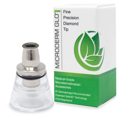 Microderm GLO MINI Premium Diamond Microdermabrasion Tips by Microderm GLO - Medical Grade Stainless Steel Accessories, Patented Safe3D Technology, Safe for All Skin Types. (Fine/Precision)