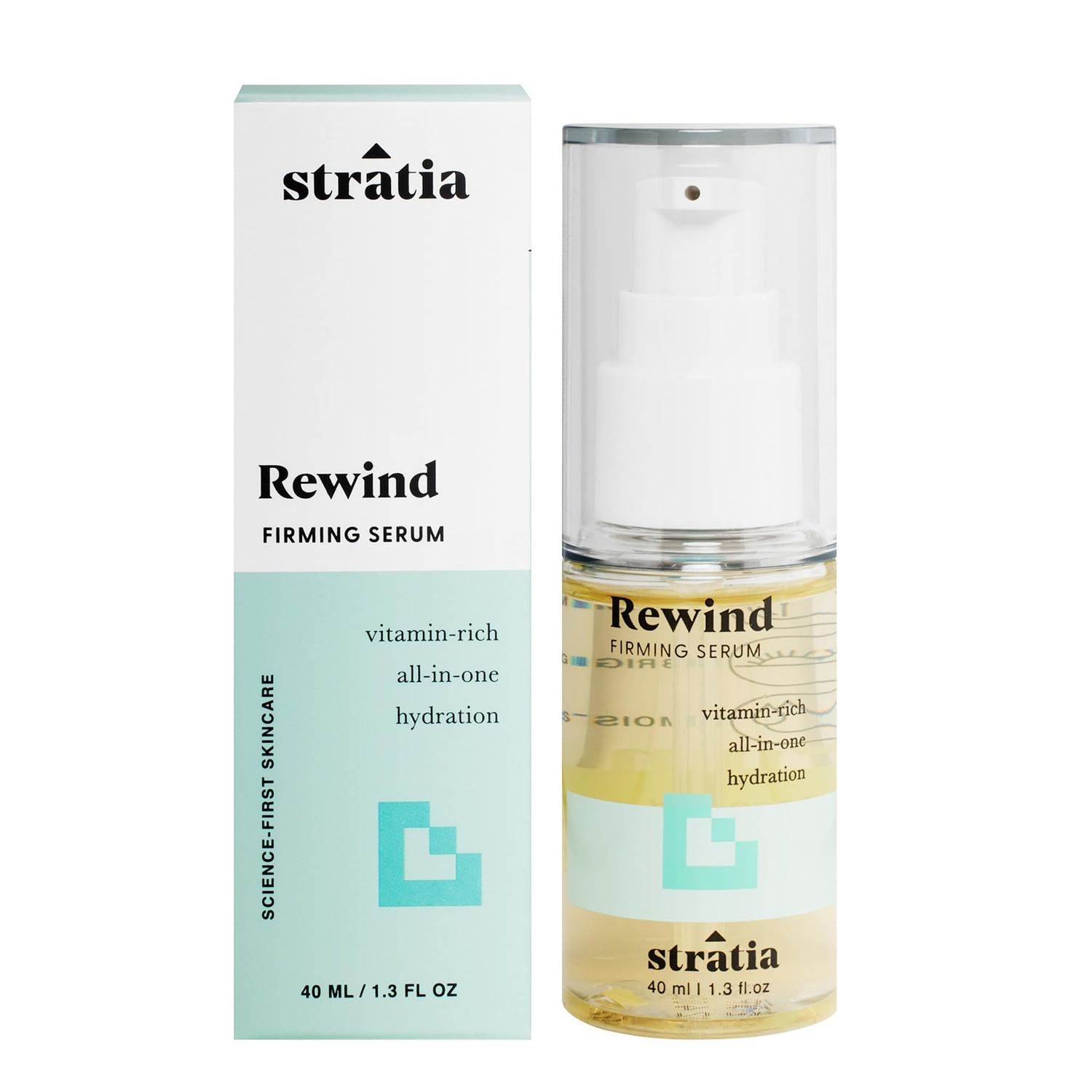 Stratia Rewind | Firming &amp; Hydrating Serum to Hydrate and Fade Hyperpigmentation | DMAE, Niacinamide &amp; Hyaluronic Acid | 1.3 Fl Oz