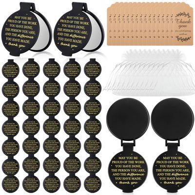 Wenqik 150 Pcs Employee Appreciation Gifts Compact Mirror Bulk Thank You Gift for Staff inspirational Compact Pocket Round Mirrors with Cards Organza Bags for Wedding Women Teacher Coworker
