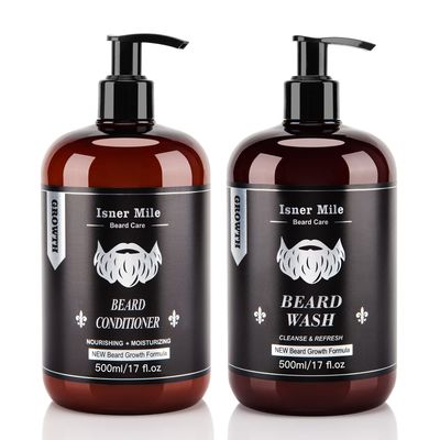 ISNER MILE Beard Wash and Conditioner Set 17 oz New Formula with Biotin Argan &amp; Jojoba Oils Smooth Soften Strengthen Shampoo with Oil Gifts for Men