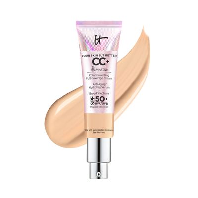 IT Cosmetics Your Skin But Better CC+ Cream Illumination - Color Correcting Cream, Full-Coverage Foundation, Hydrating Serum &amp; SPF 50+ Sunscreen Radiant Finish 1.08 fl oz
