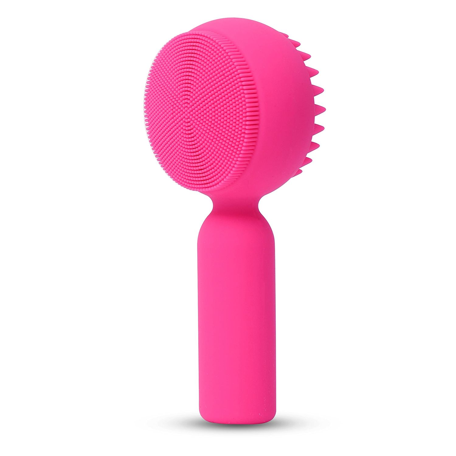 Silicone Facial Cleansing Brush 2 in 1 Silicone Facial Scrubber Manual Exfoliating Facial Brush Face Cleanser Face Exfoliator Ultrafine Bristles for Sensitive Skin Easy to Clean Lather Well (Rose-red)