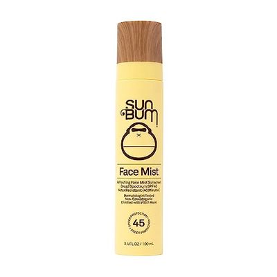 Sun Bum Original SPF 45 Sunscreen Face Mist | Broad Spectrum Moisturizing Facial Sunblock Spray with Vitamin E | Hawaii 104 Act Compliant (Octinoxate &amp; Oxybenzone Free) | Travel Friendly | 3.4 oz