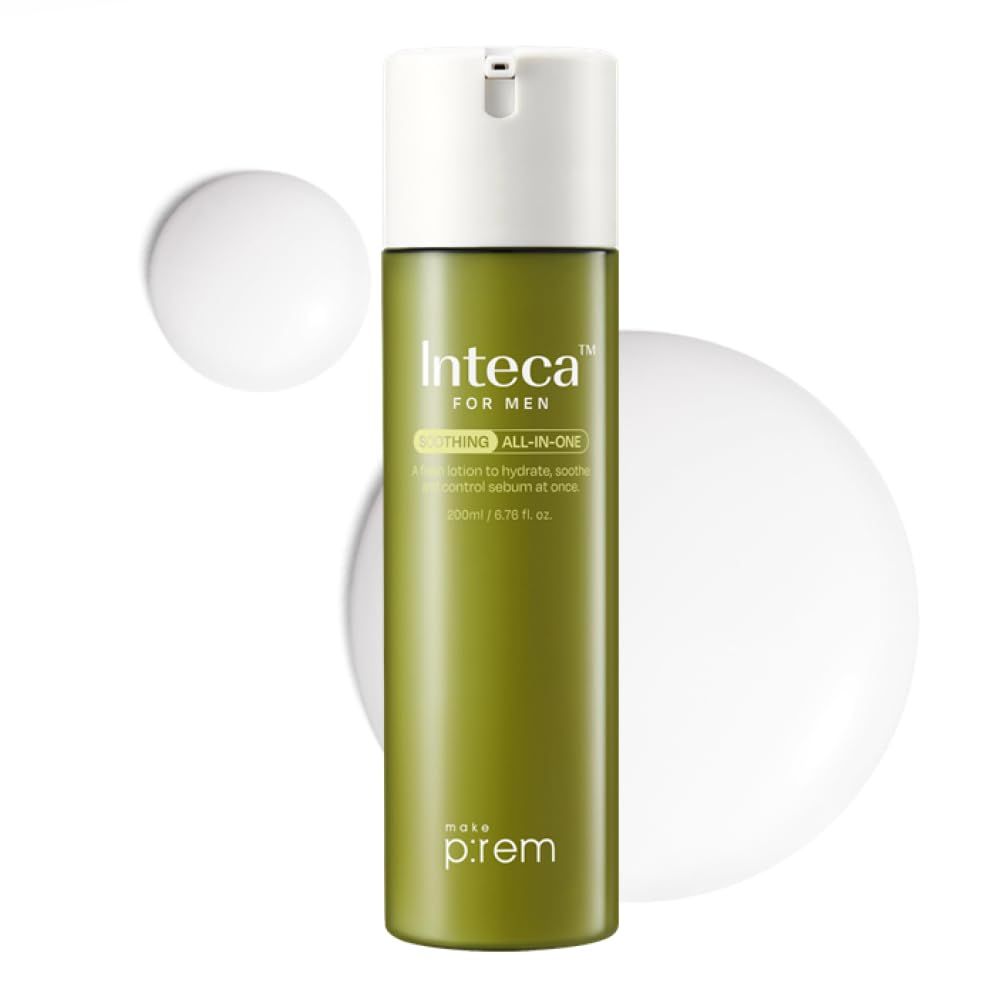 MAKE P:REM Inteca Soothing All in One Lotion for Men, After Shave Cream for Men, Korean Skin Care, 6.76 fl. oz, 200ml
