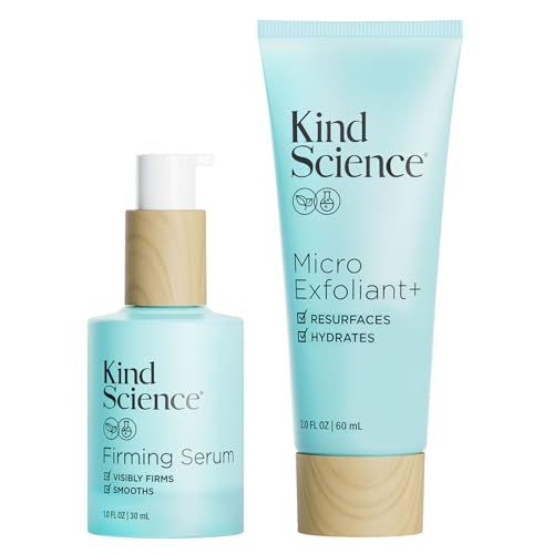 Kind Science by Ellen DeGeneres Firm + Smooth Duo, 2-Piece Skin Care Set with Micro Exfoliant &amp; Firming Face Serum - Hyaluronic Acid Serum &amp; Exfoliating Face Wash