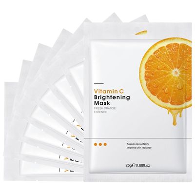 zhnnt 8 Pcs Vitamin C Sheet Face Masks-Moisturizing, Anti-Aging &amp; Skin Firming, Hydrating &amp; Brightening Sheet Mask - Cruelty-Free Skincare for All Skin Types