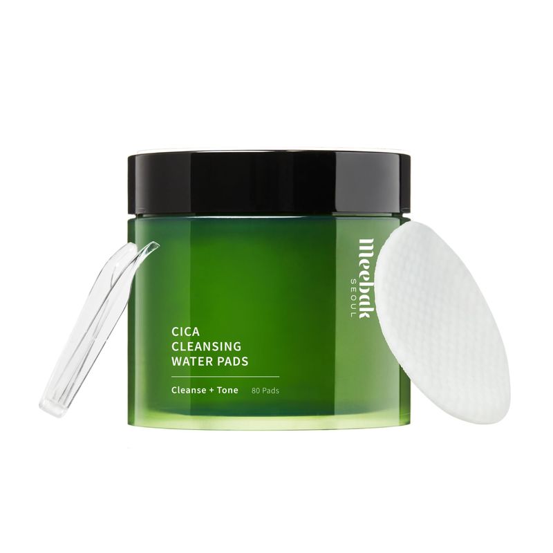 Meebak Cica Cleansing Water Pads | Makeup Remover Pads | Face Cleansing Wipes | Exfoliation Toner Pads | Hydrating &amp; Toning for Sensitive Skin - 80ct