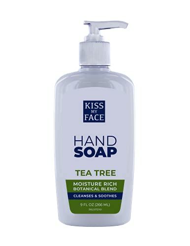 Kiss My Face Tea Tree Hand Soap - Purify Your Skin - With Added Antioxidant Support - Easy To Use Hand Soap Pump - Refreshing Tea Tree Scent - Cruelty Free Vegan Soap - 9 fl oz Bottle