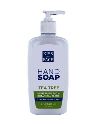 Kiss My Face Tea Tree Hand Soap - Purify Your Skin - With Added Antioxidant Support - Easy To Use Hand Soap Pump - Refreshing Tea Tree Scent - Cruelty Free Vegan Soap - 9 fl oz Bottle