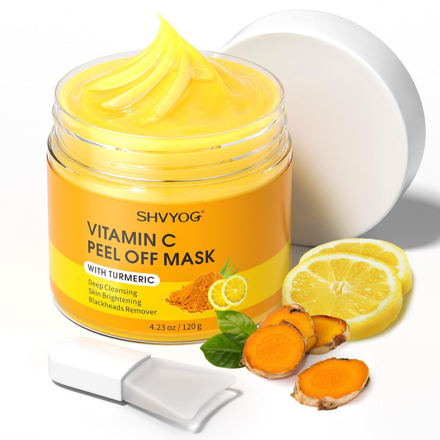 SHVYOG Vitamin C Peel Off Face Mask, Peel Off Mask with Turmeric, Blackhead Remover &amp; Deep Cleansing Face Peel Mask, Vitamin C Exfoliating Face Mask for Blackheads, Large Pores, Dirts, Oil