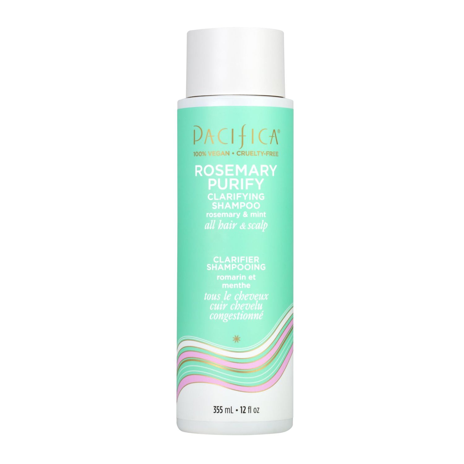 Pacifica Clarifying Shampoo - Rosemary Purify Invigorating Shampoo w/Soothing Mint for Detoxing Hair &amp; Scalp Build-Up, Sulfate &amp; Silicone Free - Vegan &amp; Cruelty-Free Dermatologist Tested