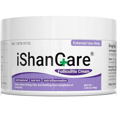 ishancare Folliculitis Treatment, Highly Effective Folliculitis Cream, Natural folliculitis for Itching, Redness, Inflammation, Ache, Burning, 3.53 Oz