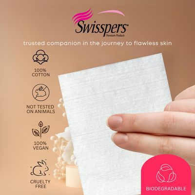 Swisspers Premium Ultra Soft Cleansing Pads - 50 Count (Pack of 3) - Large Rectangular Pads for Gentle and Versatile Skincare - 100% Lint-Free Cotton