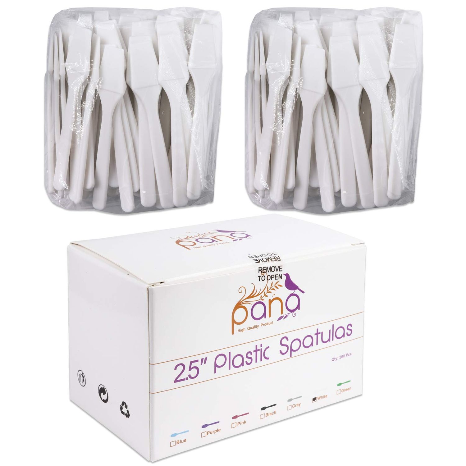 PANA 200pcs Cosmetic Make Up Disposable Plastic 2.5&quot; Spatulas Skin Care Facial Cream Mask Spatula (WHITE-200 Pieces in a Box)