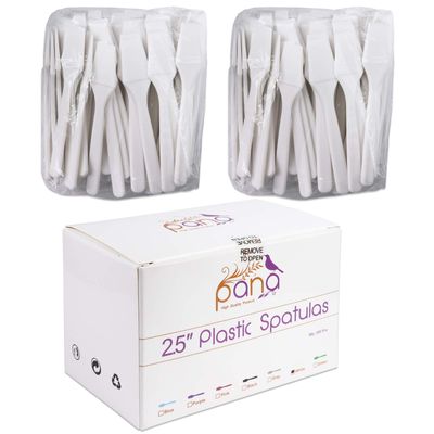 PANA 200pcs Cosmetic Make Up Disposable Plastic 2.5&quot; Spatulas Skin Care Facial Cream Mask Spatula (WHITE-200 Pieces in a Box)
