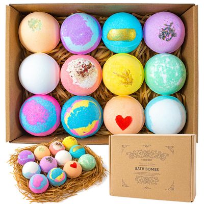 NARBERRY Bath Bombs for Women Gift Set, 12 Pack Handmade Bath Bombs Salt Balls, Perfect for Bubble Spa Relaxing, Moisturizing Dry Skin, Stress Relief, Birthday Valentines Gifts Idea for Men Women