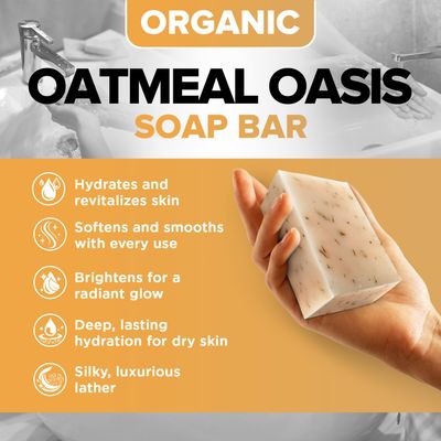 iHeart Deep Moisture Oatmeal Oasis Soap (2 Packs) with Olive Oil and Shea Butter - Hydrating, Nourishing, Gentle Cleansing, and Soothing for Sensitive Skin - Infused with Honey, Oats, and Rosemary