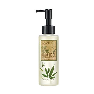 Soo&#39;AE Hemp Dreams Cleansing Oil - Hemp Seed Oil Cleanser Makeup Remover Daily Makeup Cleansing Oil Facial Cleanser, 4.05 fl. oz 120 ml Daily blackhead remover Face Wash