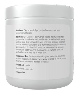NOW Foods Solutions, Pure Lanolin, Wind and Harsh Environment Skin Protectant, Thick Jelly, For Rough Dry Skin, 7-Ounce