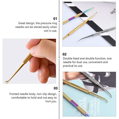 Lurrose 6pcs Blackhead Remover Pimple Tool Stainless Steel Pimple Extractor Pore Cleanser Hidden Beauty Needles Tools for for Nose Face Blemish Whitehead Popping