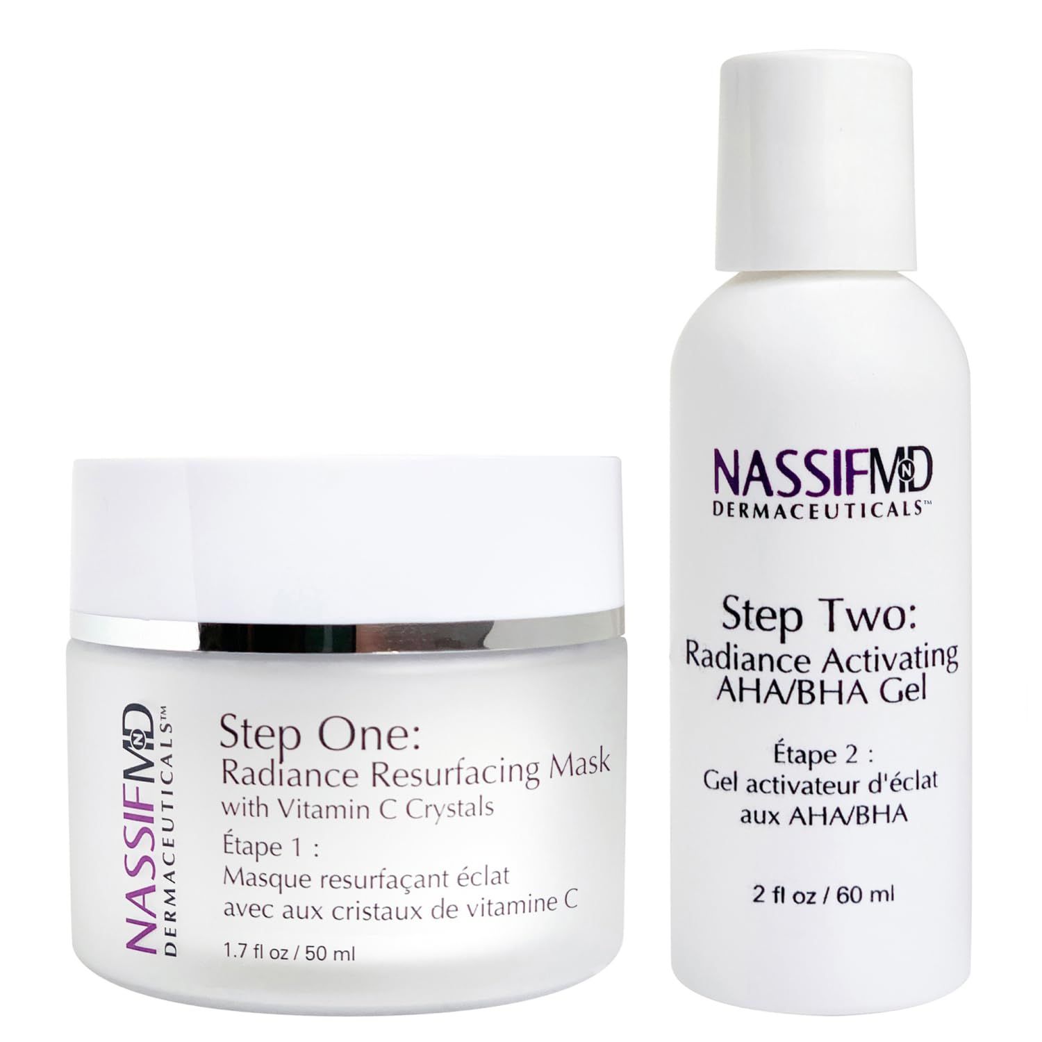 NassifMD Micro-Spa Vitamin C Skin Peel BHA Chemical Exfoliant for Face, Chemical Face Peel with Vitamin C Mask, AHA BHA Facial Peel, Chemical Peel for Face at Home, Face Exfoliant with Salicylic Acid