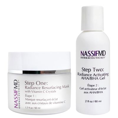 NassifMD Micro-Spa Vitamin C Skin Peel BHA Chemical Exfoliant for Face, Chemical Face Peel with Vitamin C Mask, AHA BHA Facial Peel, Chemical Peel for Face at Home, Face Exfoliant with Salicylic Acid