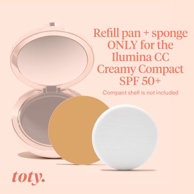 toty - Ilumina CC Creamy Compact SPF 50+ Refill - Mineral Sunscreen for Face - Cream Foundation Balm - Blurring, Matte Light Coverage - Water Resistant - All Skin Types - By Sofia Vergara, 10 g. 3N