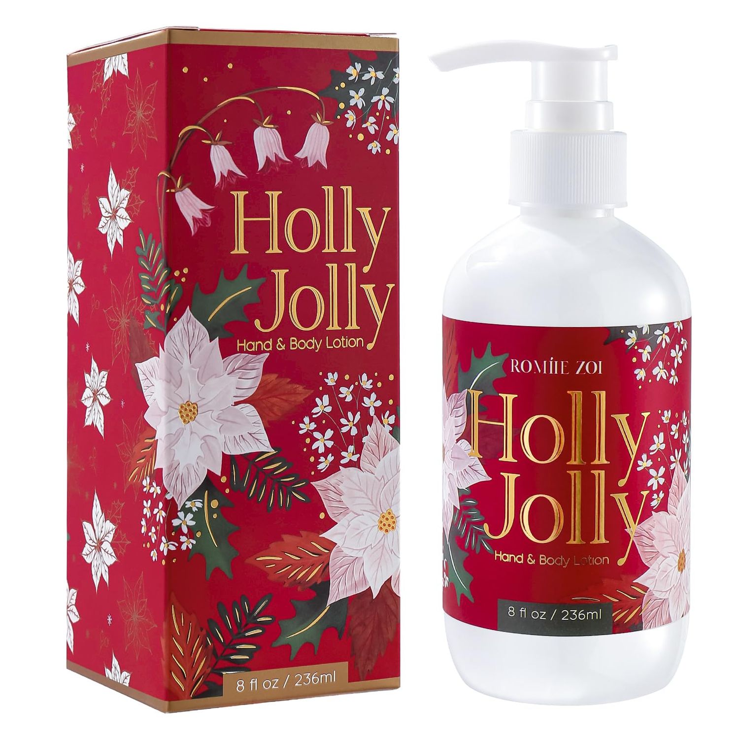 ROMIIE ZOI Christmas Hand &amp; Body Lotion with Moisturizing Shea Butter for All Skin Type- Holly Jolly - Citrus &amp; Pine Scent - 236 ML / 8 FL OZ