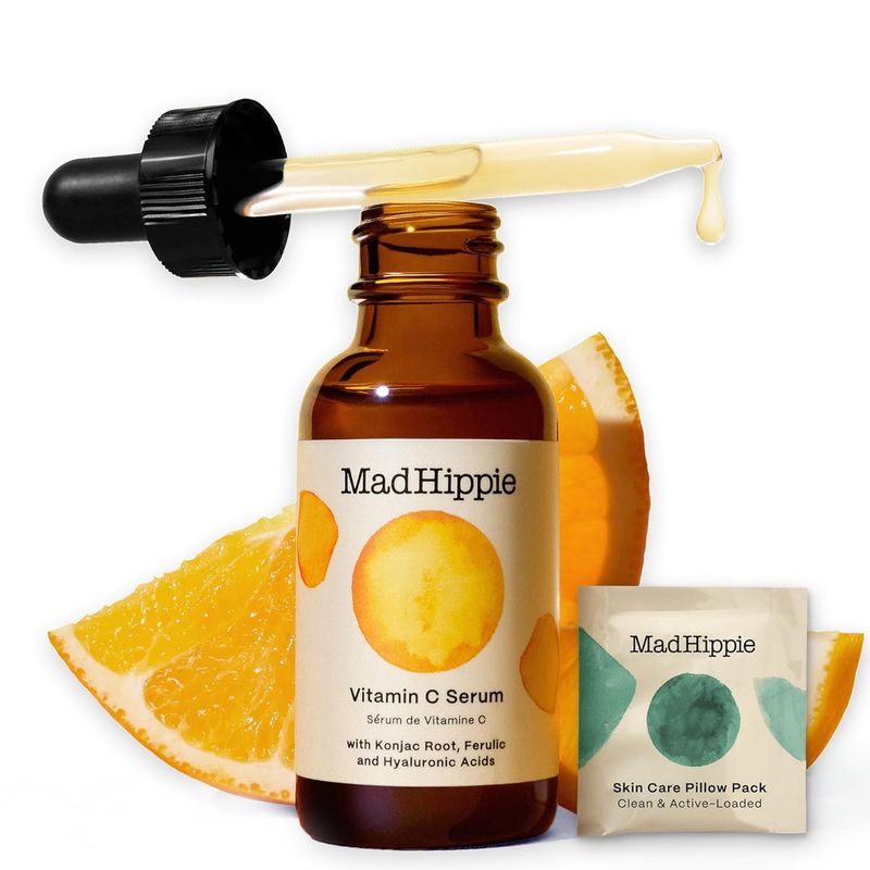 Mad Hippie Vitamin C Serum + Pillow Pack - Brightening Serum with Hyaluronic Acid, Ferulic Acid, Vitamin E