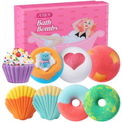 Perjoy Bath Bombs Gifts for Women, Bath Bombs for Kids Girls, 8pcs Organic Bath Bombs, Bubble Bath Self Care Birthday Gifts for Women &amp; Her, Mothers Day Gifts for Wife Mom from Daughter