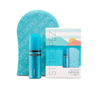 St.Tropez Self Tan Express Mini Kit, Travel-Sized Bronzing Mousse &amp; Tanning Applicator Mitt, Vegan-Friendly Tanner, Even &amp; Natural Self Tan