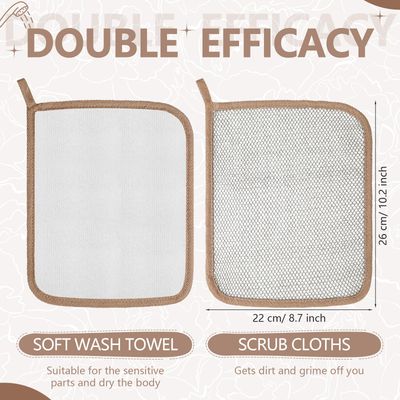 Tudomro 10 Pcs Exfoliating Washcloths Double Sided Man Wash Cloths Body Face Exfoliating Scrub Cloths for Shower Men Women(10.2 x 8.7 Inch,Gray)