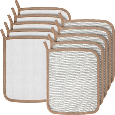 Tudomro 10 Pcs Exfoliating Washcloths Double Sided Man Wash Cloths Body Face Exfoliating Scrub Cloths for Shower Men Women(10.2 x 8.7 Inch,Gray)