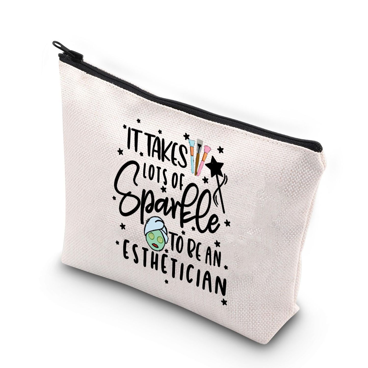 VAMSII Esthetician Gifts For Women Esthetician Makeup Bag Gift for Lash Artist Skincare Specialist Zipper Pouch (of sparkle)