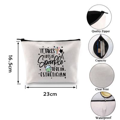 VAMSII Esthetician Gifts For Women Esthetician Makeup Bag Gift for Lash Artist Skincare Specialist Zipper Pouch (of sparkle)