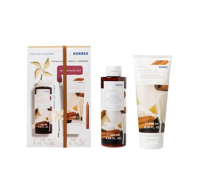 KORRES Vanilla Cinnamon Shower Gel &amp; Body Milk Set, Value set, 450ml