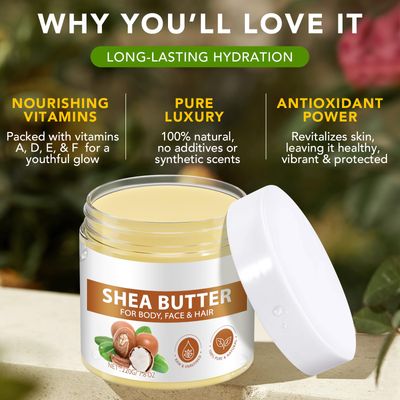 Jiugonggang Pure Organic Shea Butter Raw, Unrefined Body &amp; Face Butter, 100% Pure &amp; Natural Body Butter for Dry, Cracked Skin, Stretch Marks &amp; Anti-Aging, 7.76 oz