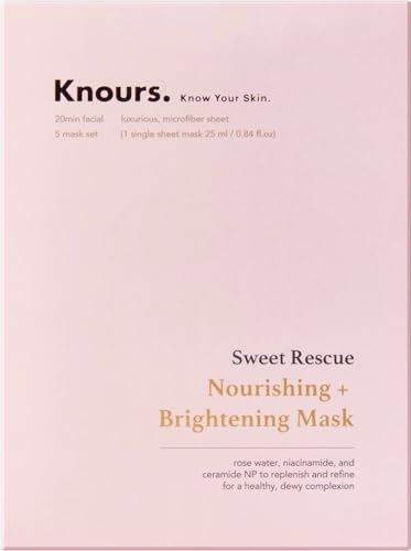 Knours - Sweet Rescue Nourishing Mask | Rose Water Toning Mask Hydrating Rejuvenating Age-defying Facial Nourishing Sheet Mask - EWG Verified Clean Beauty (5 ct)