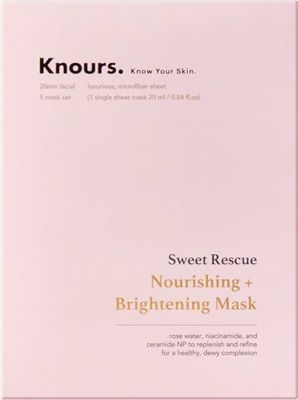 Knours - Sweet Rescue Nourishing Mask | Rose Water Toning Mask Hydrating Rejuvenating Age-defying Facial Nourishing Sheet Mask - EWG Verified Clean Beauty (5 ct)