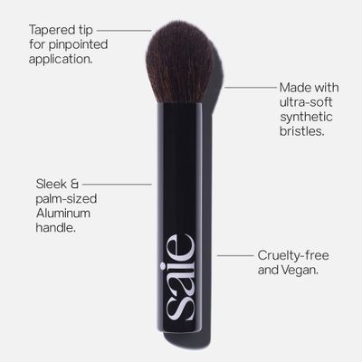Saie The Fluffy Brush - Soft, Multi-Use Pressed + Loose Powder Brush - Fluffy Makeup Brush with Tapered Tip for Precise Application - Vegan, Cruelty-Free (1 Count)