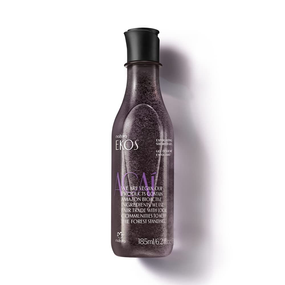 natura - Ekos Aa Revitalizing Exfoliating Shower Gel - Natural Exfoliants - Removes Impurities - Body Wash - Vegan Skin Care - Brazilian Beauty Secrets - Self Care &amp; Body Care - 6.2 fl oz (185ml)
