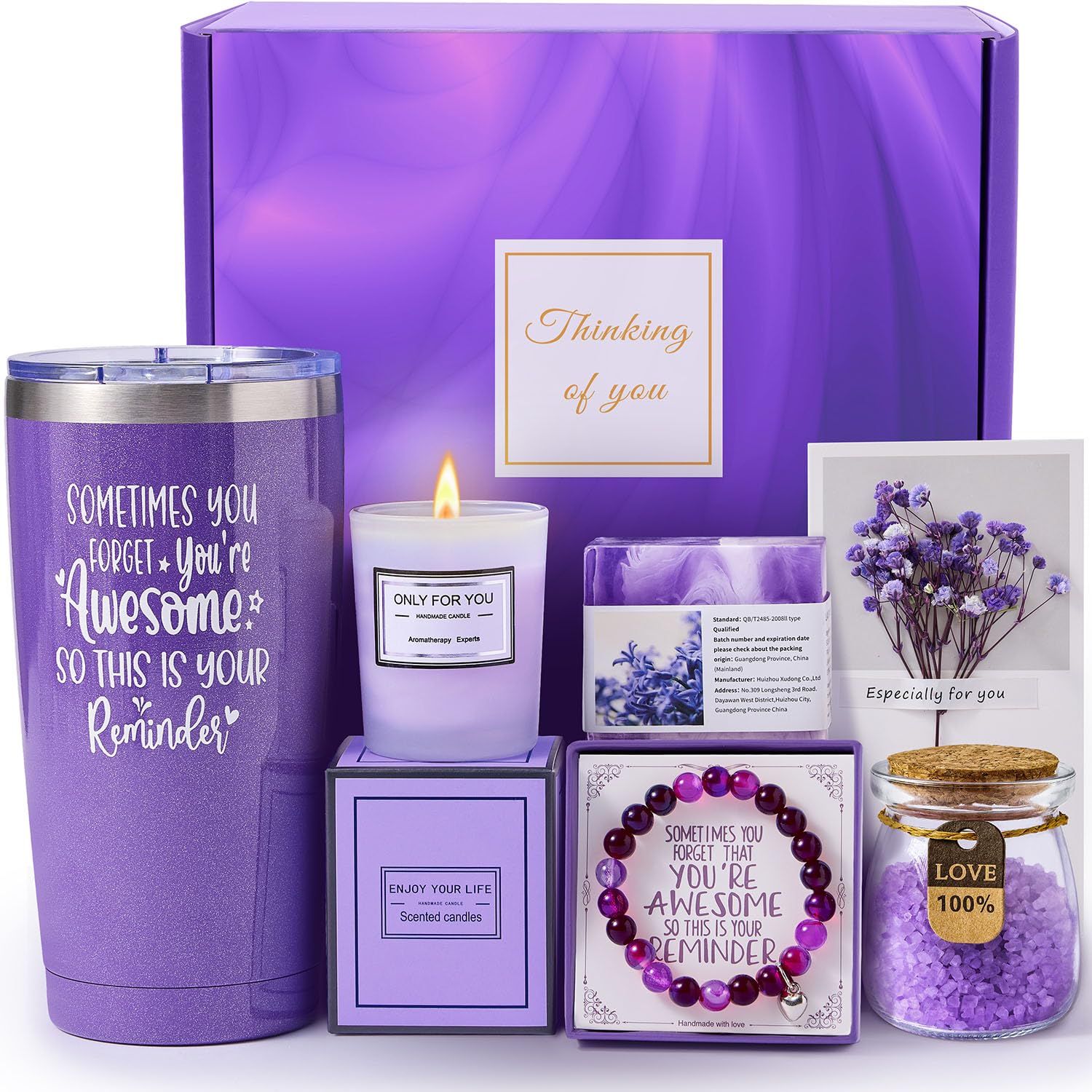 Valentines Day Gifts for Women Mom Wife Her,Unique Birthday Mother&#39;s Day Thank You Gift for Women,Best Friend,Lavender Spa Bath Gift Basket Set for Her,Self Care Get Well Retirement Appreciation Gifts