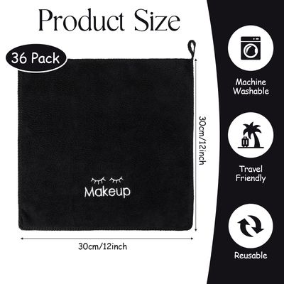 Macarrie 36 Pcs Makeup Remover Cloth Makeup Towels Face Washcloth Soft Microfiber Makeup Wash Cloths Black Cloth Make Up Washing Face Cloth Makeup Rag Facial Towel for Skin Care(Black)