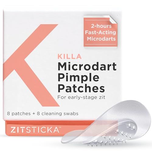ZitSticka Killa Pimple Patches for Face - World&#39;s Most Potent Pimple Patch with Fast-Acting Microdarts - Starts Working within 2 Hours for Deep, Early-Stage Zits - 8 Count